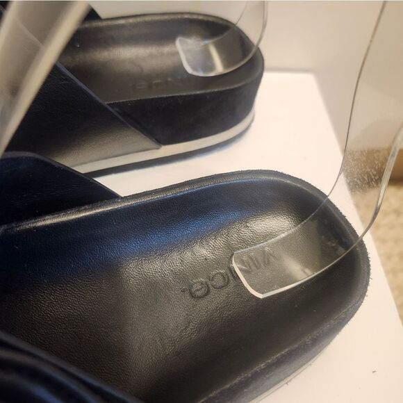 Vince. "Glyn" Black Leather/Suede Double Buckle Slide Sandals Sz.7 Ret. $250 - Picture 7 of 10